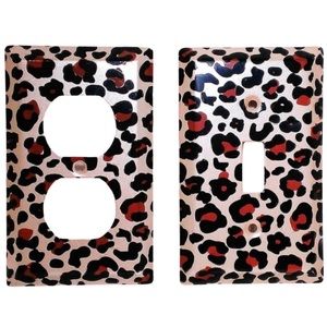 METALLIC LEOPARD SPOT GOLD, BLACK &  BROWN OUTLET & LIGHT SWITCH COVER NEW